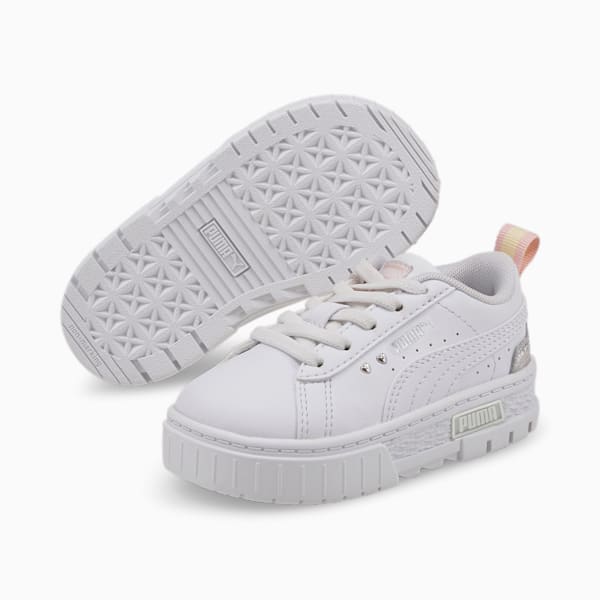 Mayze Shiny Toddler Shoes, Puma White-Puma Silver