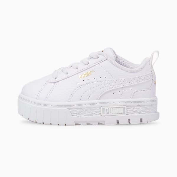 Tenis para bebés con cierre alternativo Mayze Lth, Puma White-Puma Team Gold, extralarge