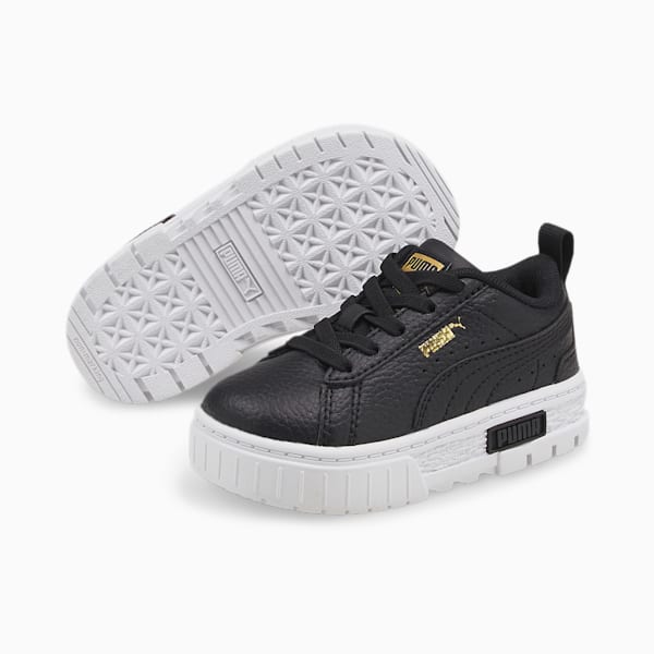 Tenis para bebés con cierre alternativo Mayze Lth, Puma Black-Puma Team Gold, extralarge