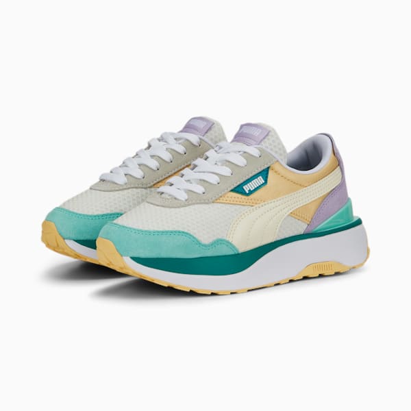 Cruise Rider Peony Girl's Sneakers, Light Straw-PUMA White-Green Lagoon, extralarge-IND