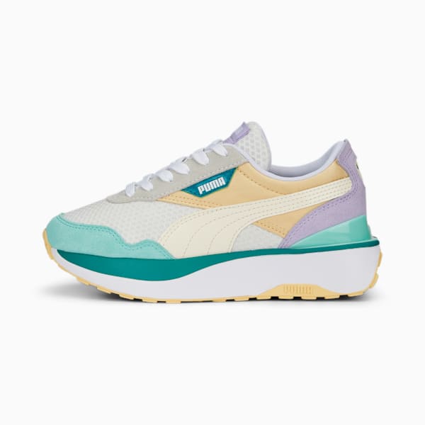 Cruise Rider Peony Girl's Sneakers, Light Straw-PUMA White-Green Lagoon, extralarge-IND