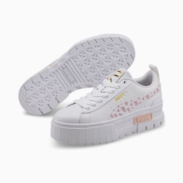 Mayze Wild Sneakers Big Kids, Puma White-PRISM PINK, extralarge