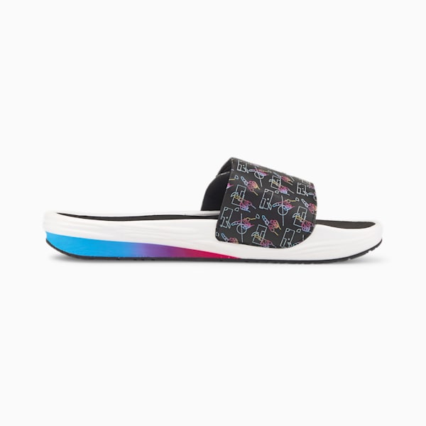 Nitrocat V Neymar Jr. Unisex Slides, Puma White-Puma Black-Deep Orchid, extralarge-IND