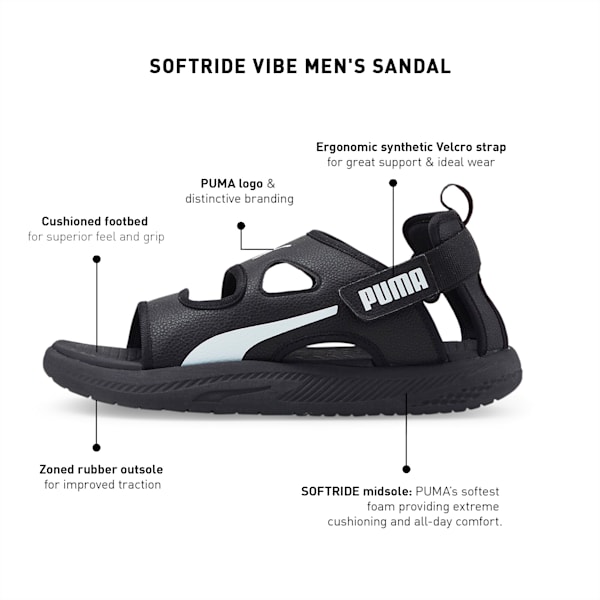 SOFTRIDE Vibe Men's Sandals, Puma Black-Puma White, extralarge-IND