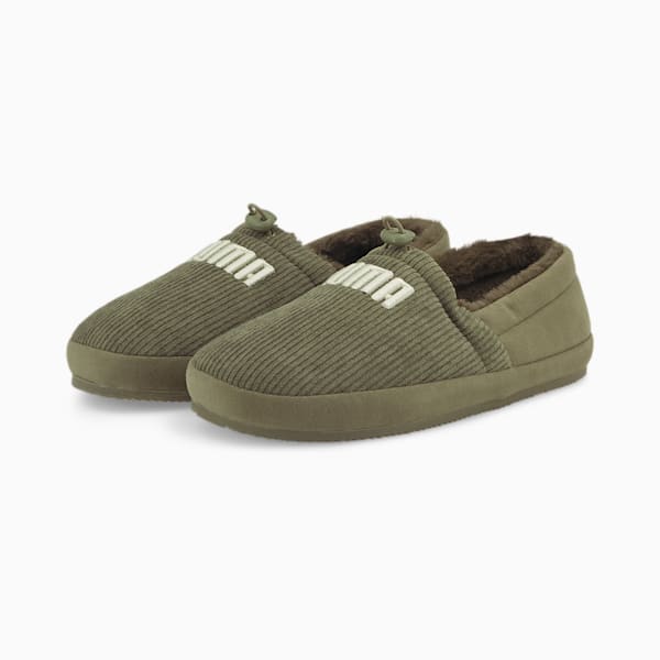 Tuff Mocc Corduroy Slipper, Dark Green-Spring Moss, extralarge