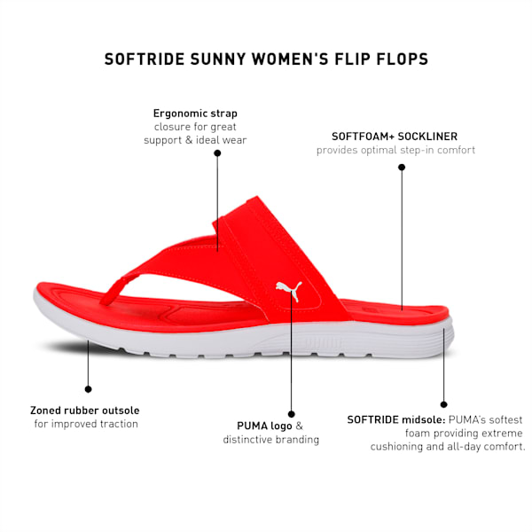 SOFTRIDE Sunny Women's Flip-Flops, High Risk Red-Puma White, extralarge-IND