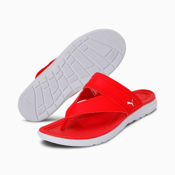 SOFTRIDE Sunny Women's Flip-Flops, High Risk Red-Puma White, extralarge-IND