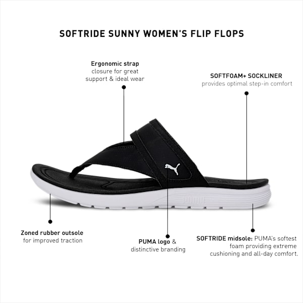 Softride Sunny Women's Swimming Flip-Flops, Puma Black-Puma White, extralarge-IND