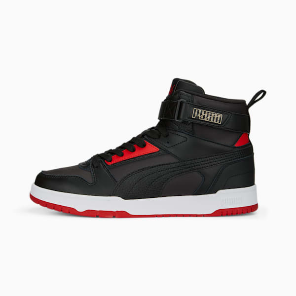 RBD Game Unisex Sneakers, Flat Dark Gray-PUMA Black-For All Time Red-PUMA Gold
