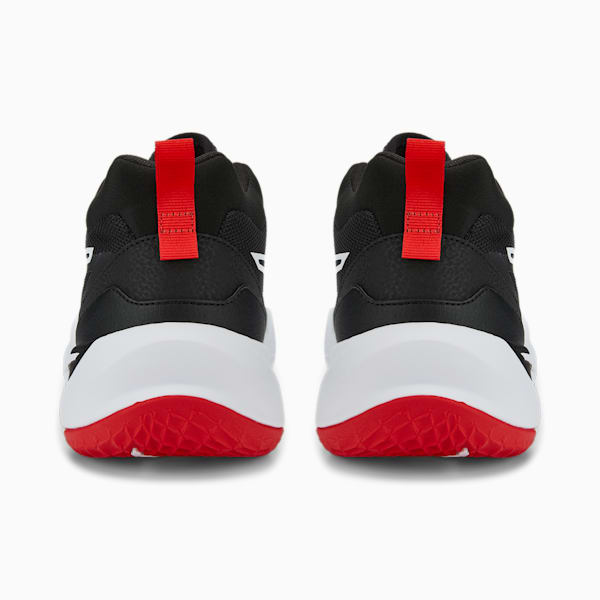 Playmaker Unisex Sneakers, Jet Black-Jet Black-Puma White-High Risk Red, extralarge-IND