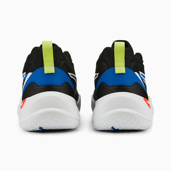 Playmaker Unisex Sneakers, Jet Black-Jet Black-Puma White-Puma Royal-Light Lime, extralarge-IND