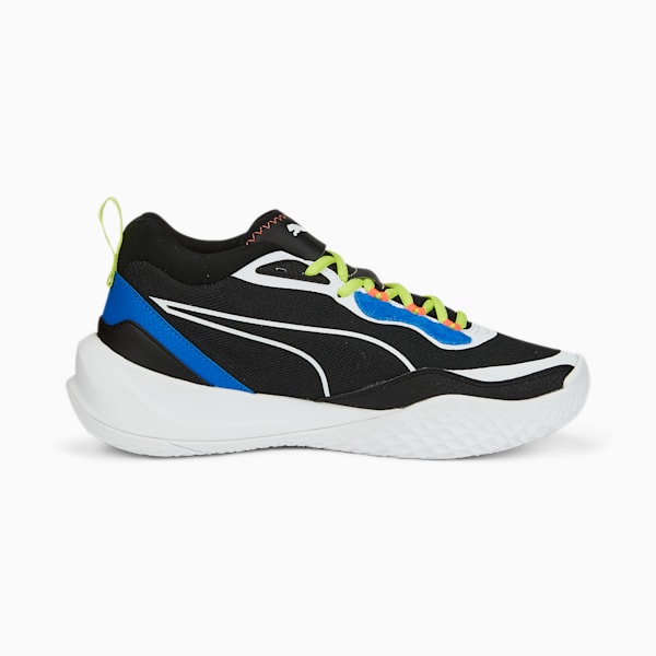 Playmaker Unisex Sneakers, Jet Black-Jet Black-Puma White-Puma Royal-Light Lime, extralarge-IND