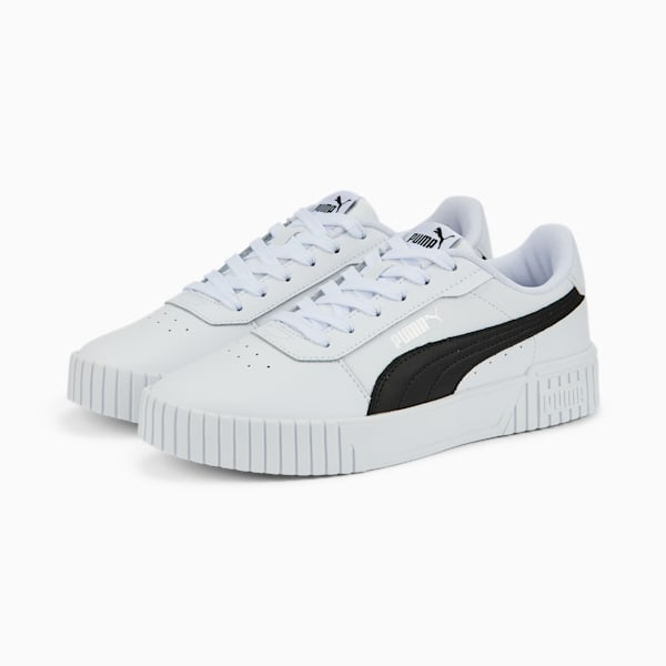 White PUMA trainer for adults, with a black stripe and lace-up fastening.
