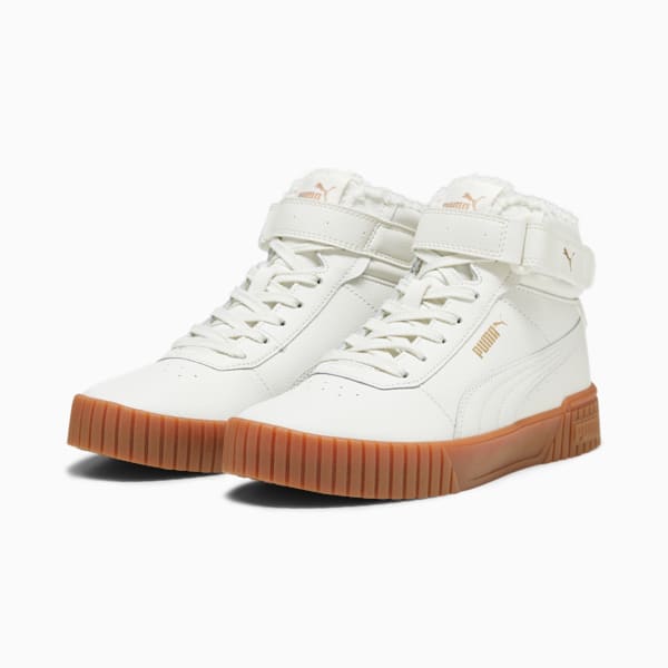 Zapatillas Carina 2.0 Mid Invierno para mujer, Vapor Gray-PUMA Gold-Gum, extralarge