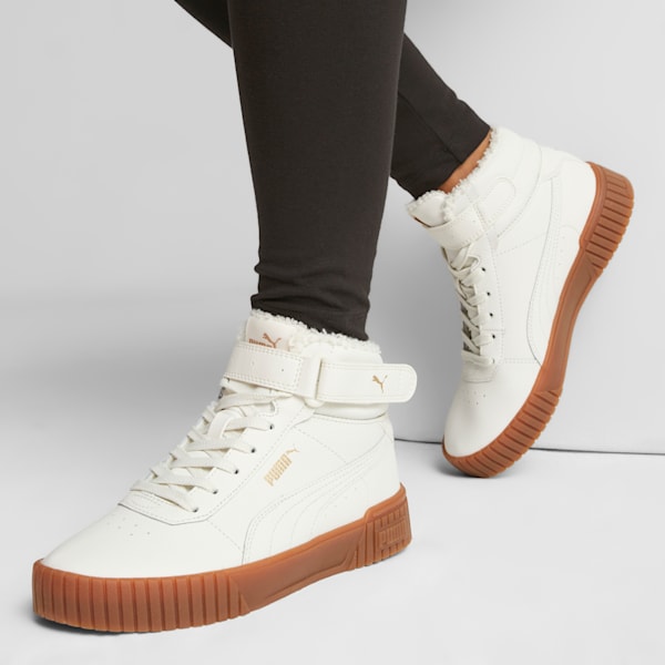 Zapatillas Carina 2.0 Mid Invierno para mujer, Vapor Gray-PUMA Gold-Gum, extralarge