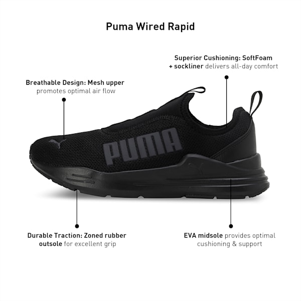 Wired Rapid Unisex Sneakers, Puma Black-Asphalt, extralarge-IND