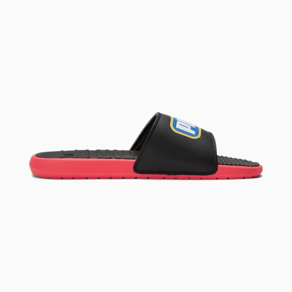 Cool Cat Alumni Men's Slides, Puma Black-High Risk Red-Victoria Blue, extralarge