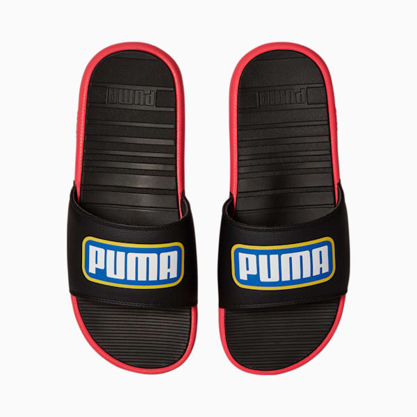 Cool Cat Alumni Men's Slides, Puma Black-High Risk Red-Victoria Blue, extralarge