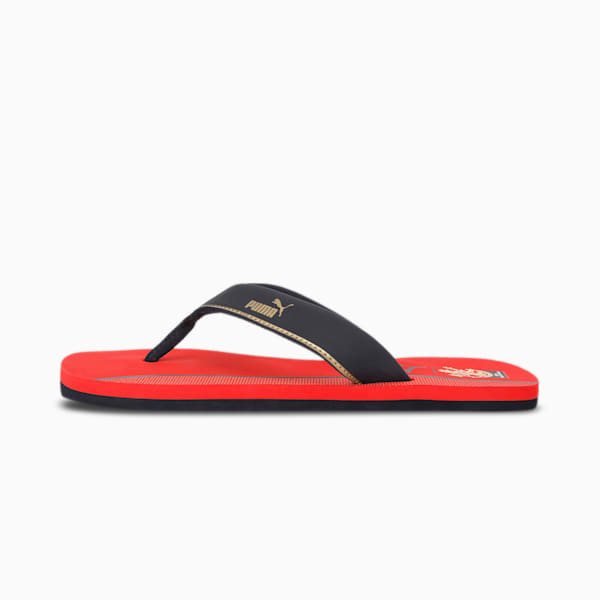 PUMA x Royal Challengers Bangalore Men's Fanwear Flip Flops, Flame Scarlet-Navy Blazer-Puma Team Gold-Puma White, extralarge-IND