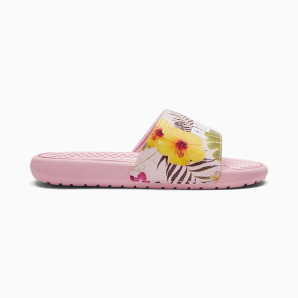 Cool Cat Tropical Flowers Little Kids' Slides, Parfait Pink-Yellow Pear-Puma White