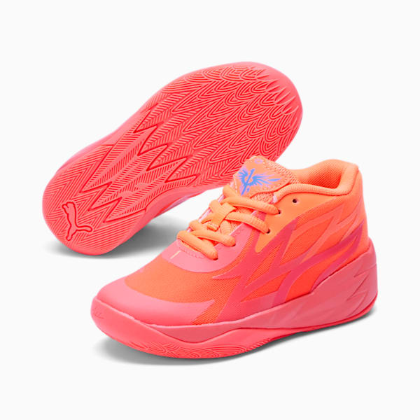 MB.02 Little Kids' Basketball Shoes, Fiery Coral-Ultra Orange, extralarge