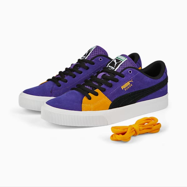 ユニセックス スケートボード スウェード ニトロ スニーカー, Prism Violet-Puma Black-Spectra Yellow
