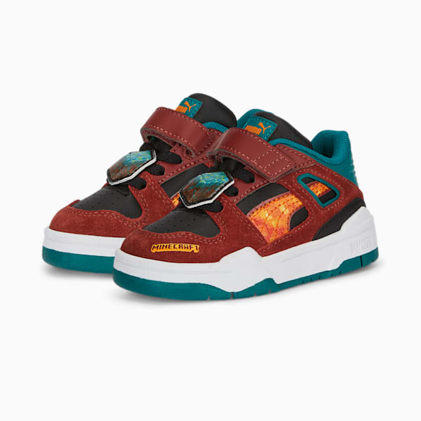 Tenis para bebés PUMA x MINECRAFT, Russet Brown-Teal Green, extralarge