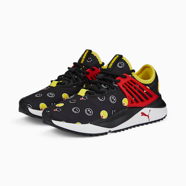 キッズ PUMA x SMILEYWORLD ペーサー フューチャー JR スニーカー 22-25cm, Puma Black-High Risk Red-Vibrant Yellow