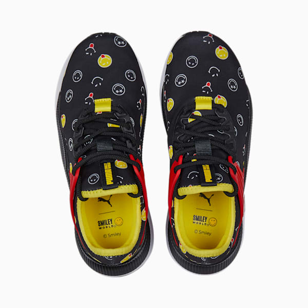 PUMA x SMILEYWORLD Pacer Future Youth Sneakers, Puma Black-High Risk Red-Vibrant Yellow
