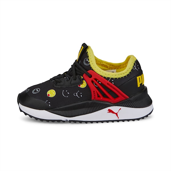 PUMA x SMILEYWORLD Pacer Future Babies'  Sneakers, Puma Black-High Risk Red-Vibrant Yellow, extralarge-IND