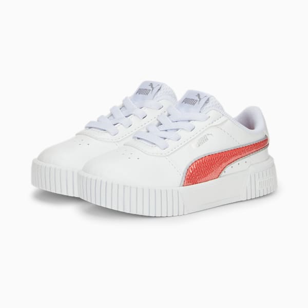 Zapatos deportivos de cierre alternativo Carina 2.0 Glitzy para bebés, Puma White-Salmon-Puma Silver, extralarge