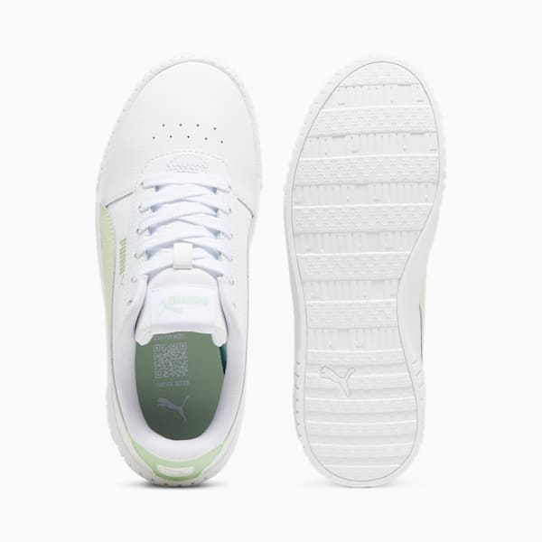 Tenis Carina 2.0 para jóvenes, PUMA White-Green Illusion-Pure Green, extralarge