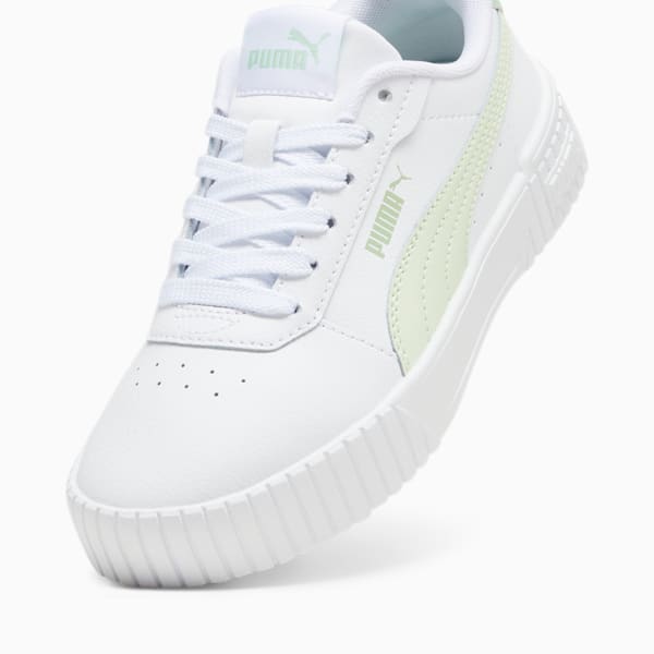 Tenis Carina 2.0 para jóvenes, PUMA White-Green Illusion-Pure Green, extralarge