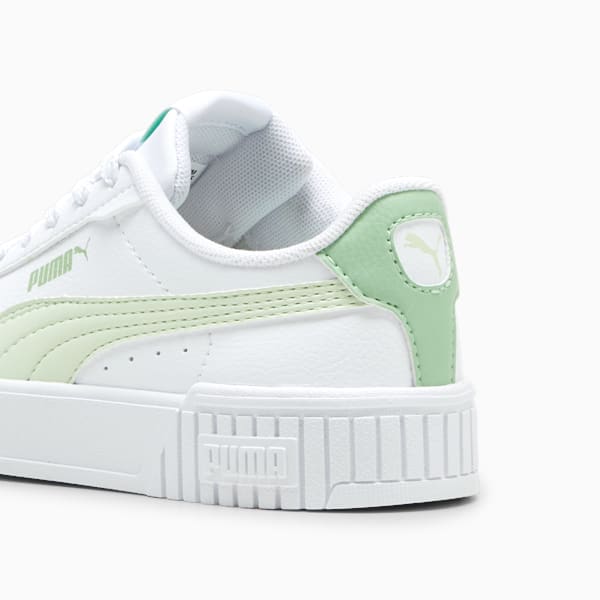 Tenis Carina 2.0 para niña, PUMA White-Green Illusion-Pure Green, extralarge