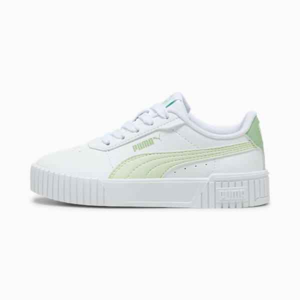 Carina 2.0 Little Kids' Sneakers, PUMA White-Green Illusion-Pure Green, extralarge