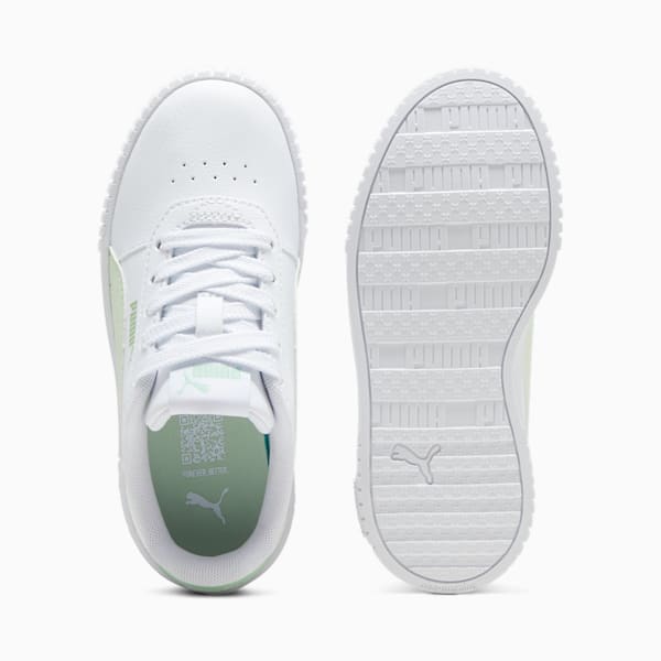 Tenis Carina 2.0 para niña, PUMA White-Green Illusion-Pure Green, extralarge