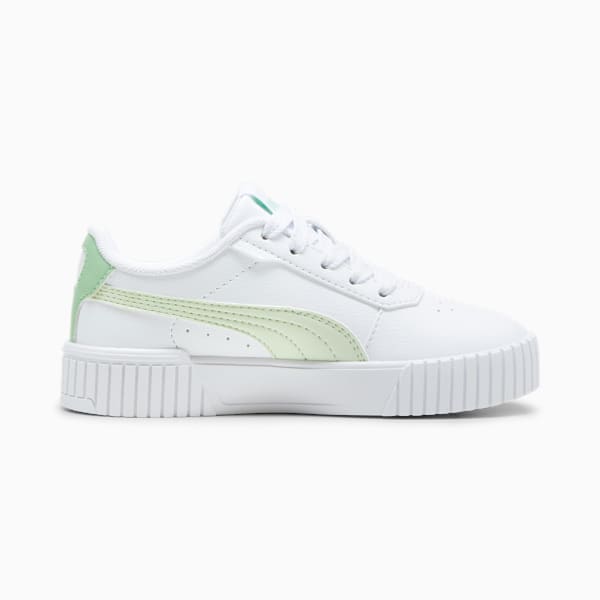 Tenis Carina 2.0 para niña, PUMA White-Green Illusion-Pure Green, extralarge