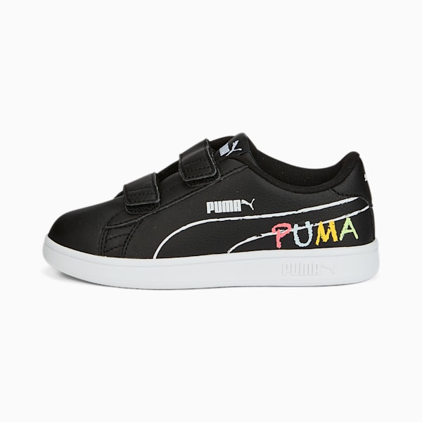 Smash v2 Home School Kids Sneakers, Puma Black-Puma White-Sunset Glow-Nitro Blue-Sun Stream, extralarge-AUS