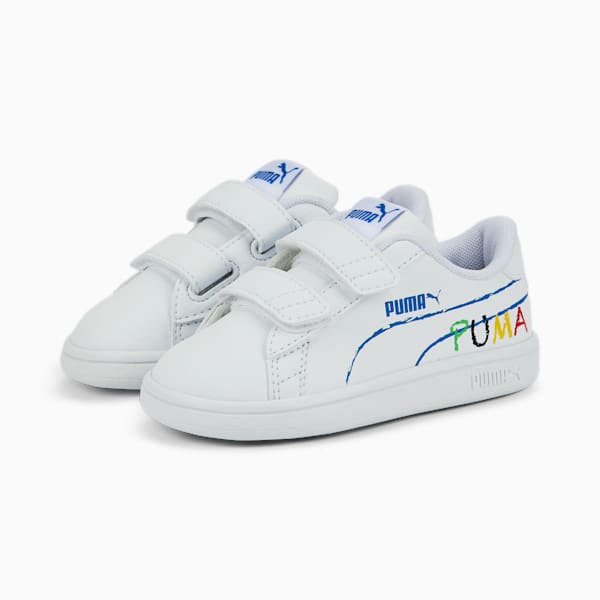 Smash v2 Home School Toddler Shoes, Puma White-Puma Royal-Classic Green-Puma Black-Dandelion, extralarge