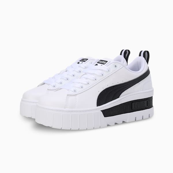 Mayze Wedge Women's Sneakers, Puma White-Puma Black, extralarge-IND