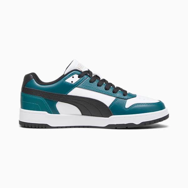 RBD Game Low Unisex Sneakers, PUMA White-PUMA Black-Malachite-PUMA Gold, extralarge-IDN