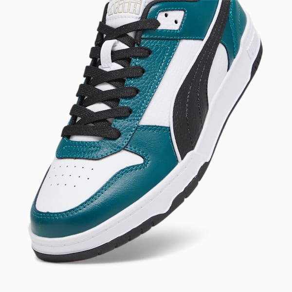 RBD Game Low Unisex Sneakers, PUMA White-PUMA Black-Malachite-PUMA Gold, extralarge-IND