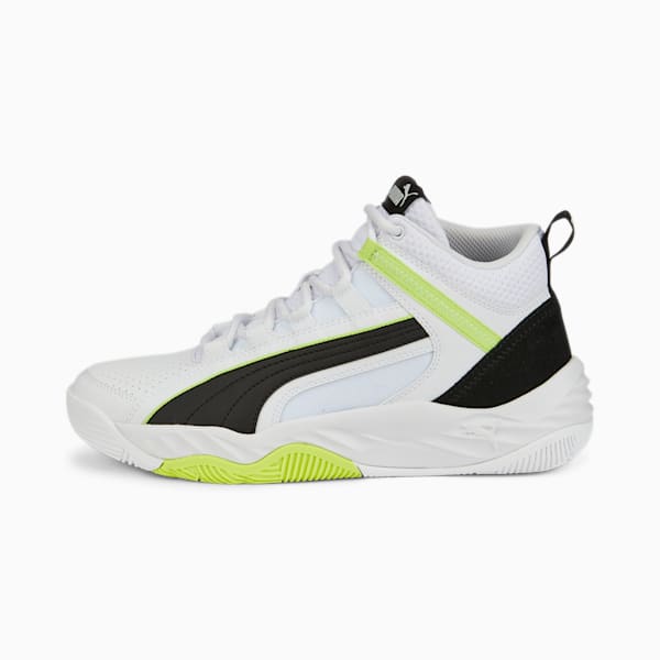 Rebound Future Evo Core Unisex Sneakers, Puma White-Puma Black-Light Lime, extralarge-IND