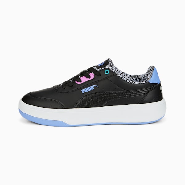 Tori Me Happy Women's Sneakers, Puma Black-Elektro Purple-Electric Orchid-Deep Aqua, extralarge-IND