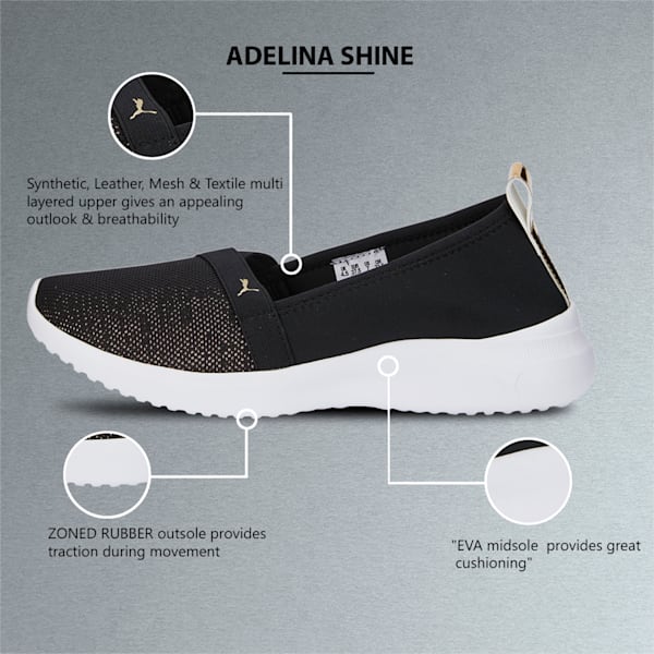 Adelina Shine Sneakers Women, Puma Black-Puma Team Gold