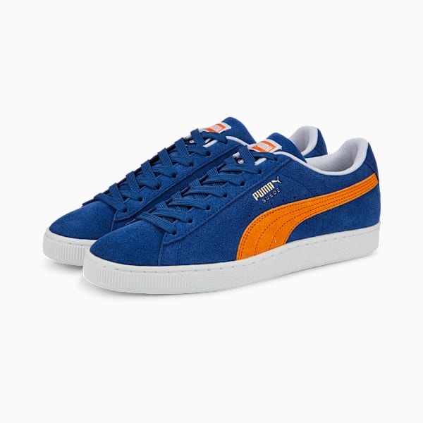 Sneakers Suede Teams II, Blazing Blue-Vibrant Orange-Puma White, extralarge