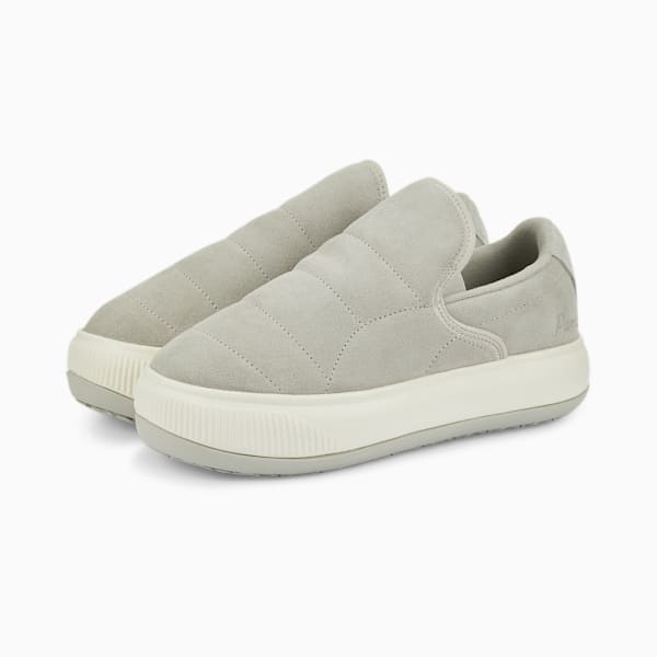 Suede Mayu Slip-On First Sense Sneakers Women, Gray Violet-Marshmallow