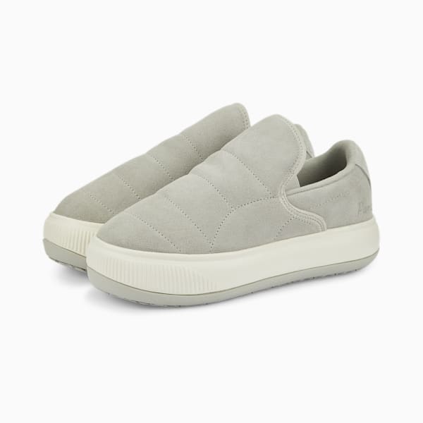 Zapatos deportivos de gamuza Mayu Slip-On First Sense para mujer, Gray Violet-Marshmallow, extralarge