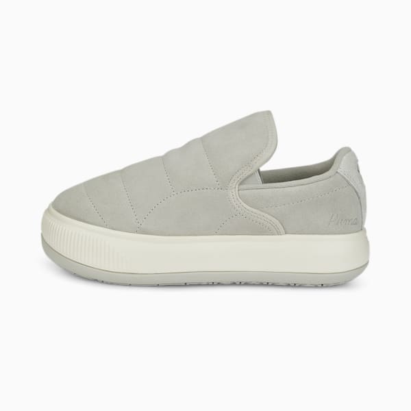 Suede Mayu Slip-On First Sense Women's Sneakers, Gray Violet-Marshmallow