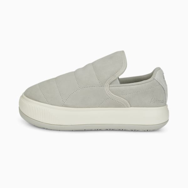 Suede Mayu Slip-On First Sense Women's Sneakers, Gray Violet-Marshmallow, extralarge